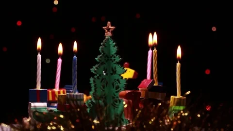 Rotating Christmas Tree with toy train Stock Footage 83608528