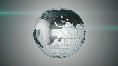 Rotating chrome ground model with green optical effects. Stock Footage 83983493