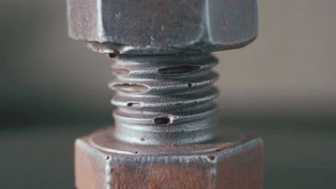 Rotating Chrome Plated Vintage Threaded Nut Mounting Bolt Stock Footage 165992091