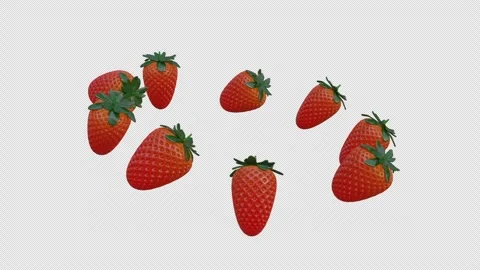Rotating Circle of 3D Strawberries on Transparent Background Video stock 303857707