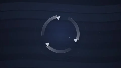 Rotating Circle Arrows Loading Icon on Dark Blue Abstract Background with P.. Stock Footage 348423172