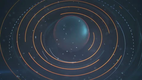 Rotating circle elements and particles seamless loop 3D render animation Stock Footage 172486183