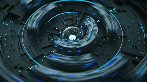 Rotating circle elements seamless loop 3D render animation Stock Footage 128668910