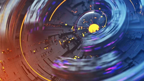 Rotating circle elements seamless loop 3D render animation Stock Footage 160726418