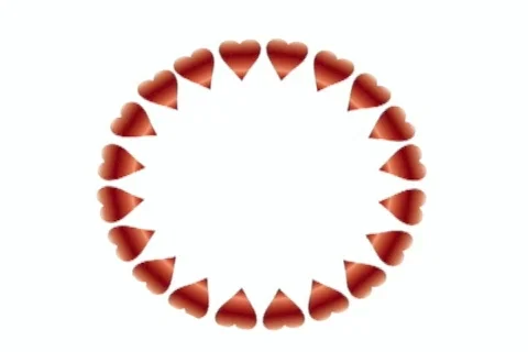 Rotating Circle of Hearts on White Background Video stock 535656