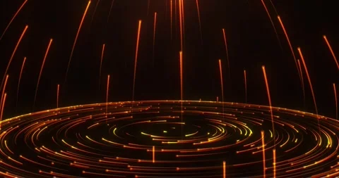 A rotating circle of particles emits bright beams of light, a golden ring Stock Footage 241787235