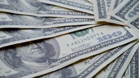Rotating Circle Of US 100 Banknotes With Franklin Portrait Stock Footage 326173119
