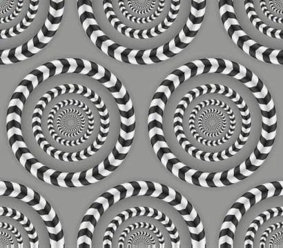 Rotating Circles, Optical Illusion, Vector Seamless Pattern Stock Illustration