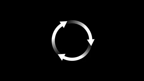 Rotating Circular Arrows Animation on Black Background Stock Footage 330455801