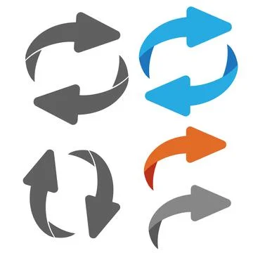 Rotating, circular, cyclic arrows. Recurrence sign. Flip over or turn arrow.  Stock Illustration