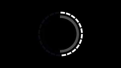 Rotating circular loading animation with dashed lines on black background 4K Stock Footage 340154130