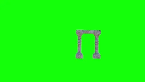 Rotating Classical Stone Arch with Columns on Green Chroma Key Stock Footage 288981735
