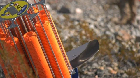 Rotating clay target thrower Video stock 98606759