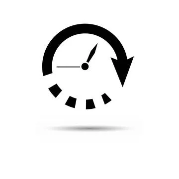 Rotating clock icon for time. Time line icon vector. Clock icon symbol design Stock Illustration