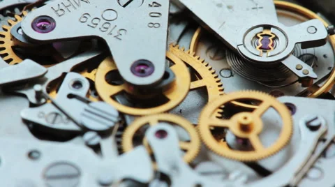 Rotating Clock Mechanism Chronometer Gears Stock-Footage