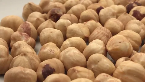 Rotating close up of raw hazelnuts Stock-Footage 79854538