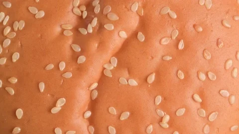 Rotating close up top view of burger bun Stock Footage 141613593