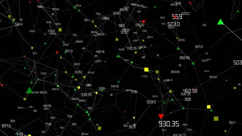 A rotating cloud. A network of numbers and market signals.Global Computer Stock Footage 97253085
