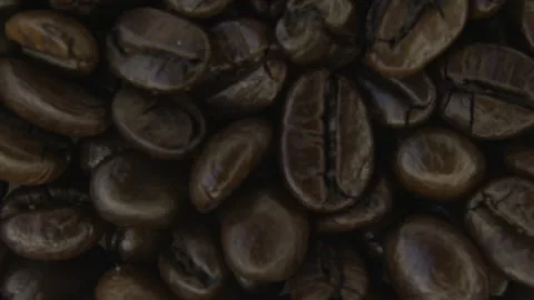 Rotating Coffee Beans Abstract Macro Background. Stock Footage 334576007