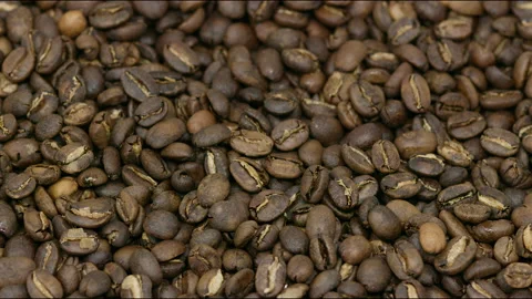 Rotating Coffee Beans, Medium-Shot Coffee Beans, Coffee Beans, Texture, 4K, Food Stock-Footage 141226930