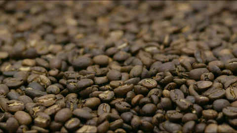 Rotating Coffee Beans, Medium-Shot Coffee Beans, Coffee Beans, Texture, 4K, Food Stock Footage 141240881