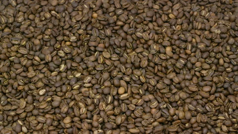 Rotating Coffee Beans, Overhead Coffee Beans, Coffee Beans, Texture, 4K, Food Stock Footage 141239748