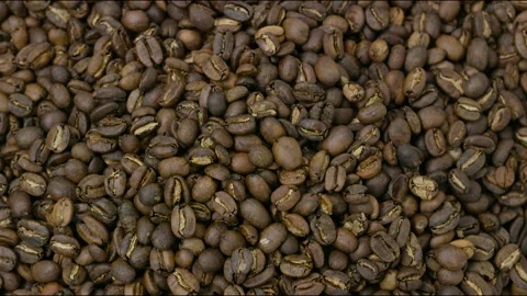 Rotating Coffee Beans, Overhead Coffee Beans, Coffee Beans, Texture, 4K, Food Stock Footage 141243835