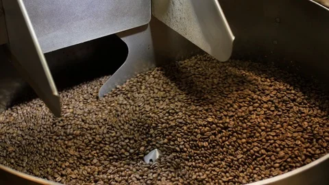 Rotating coffee roasting machine Stock Footage 122590422