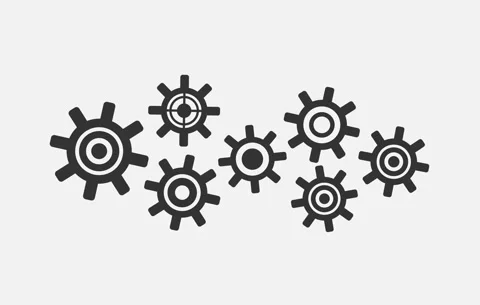 Rotating Cogs And Wheels Gears Mechanism wheels Seamless loop Stock Footage 220456064