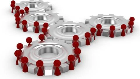 Rotating cogs with red perks. Stock-Illustration