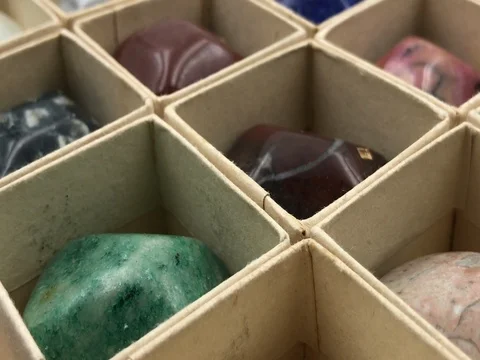 Rotating collection of minerals background. Stock-Footage 77138607