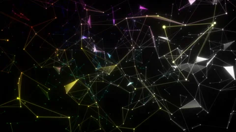 Rotating color palette.3D network evolving. Lines and dots pulsating, forming a Stock Footage 102525084