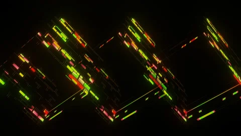 Rotating colored cubes. VJ loop background. 3D render Stock Footage 198631868