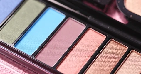 Rotating colored eye shadow palette for cosmetics Stock Footage 85168304