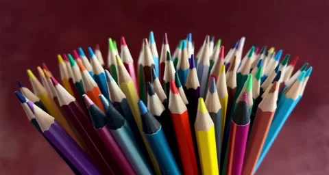 Rotating Colored Pencil Tips In Circular Motion Stockbeeldmateriaal 332916997