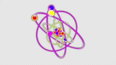 Rotating colorful atom - 3d render looped with alpha channel. Stock Footage 167548231