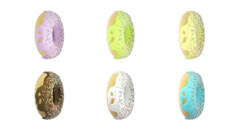 Rotating colorful donuts around its axis Stock Footage 45371210