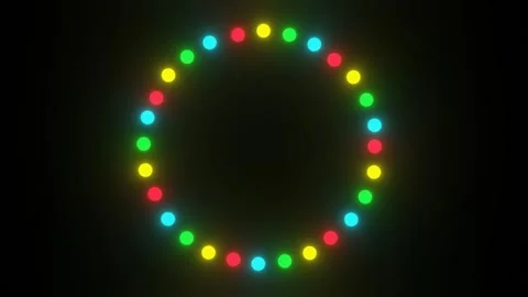 Rotating Colorful Dots Forming Circle with Flashing Lights on Black Backgroun Stock Footage 312402816