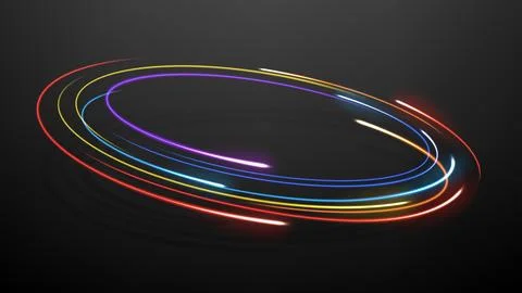 Rotating Colorful Neon Rays, Long Time Exposure Motion Blur Effect, Vector .. イラスト素材