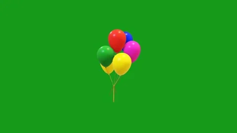 Rotating colourful balloons motion graphics with green screen background Stock Footage 147942394