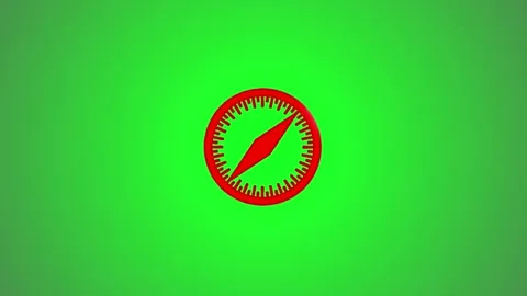 Rotating compass icon on a green screen background motion graphic represent.. 스톡 동영상 346490797