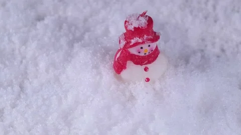 Rotating composition with a snowman and large snow. The concept of winter Stock Footage 167328421