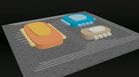 Rotating computer board - new technology symbol Stock Footage 10561039