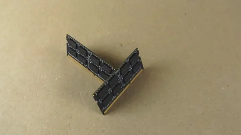 Rotating computer memory chips for pc upgrade Stock Footage 345479752
