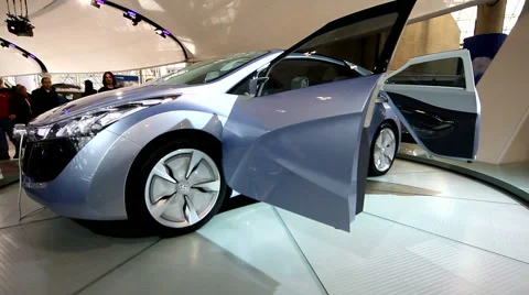 Rotating concept car on display Stock Footage 1095122