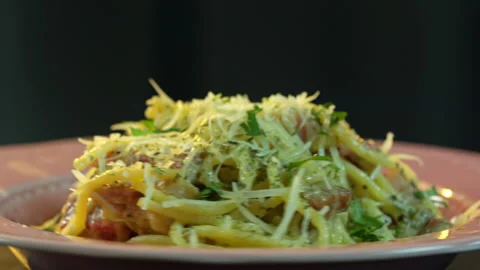 Rotating Cooked Risotto In A Plate Stock Footage 145647329