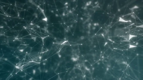 Rotating cool blue mesh cloud with white dots and lines with depth of field Stock Footage 114883035