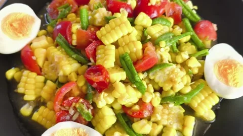 Rotating corn salad2 Video stock 342672646