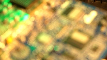 Rotating CPU circuit board with microprocessors and lights. C0055 Video stock 85778908