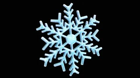 Rotating crystal snowflake against black, computer generated. 3d rendering Stock Footage 138334344